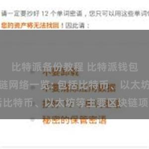 比特派备份教程 比特派钱包支持的区块链网络一览: 包括比特币、以太坊等主要区块链项目